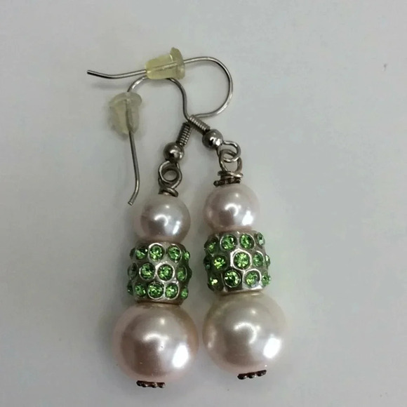 Handmade Pink & Green Custom Earrings - Picture 2 of 4